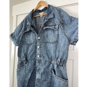 Torrid Festi Plus Size 3x Acid Washed Denim Short Jumpsuit/Romper